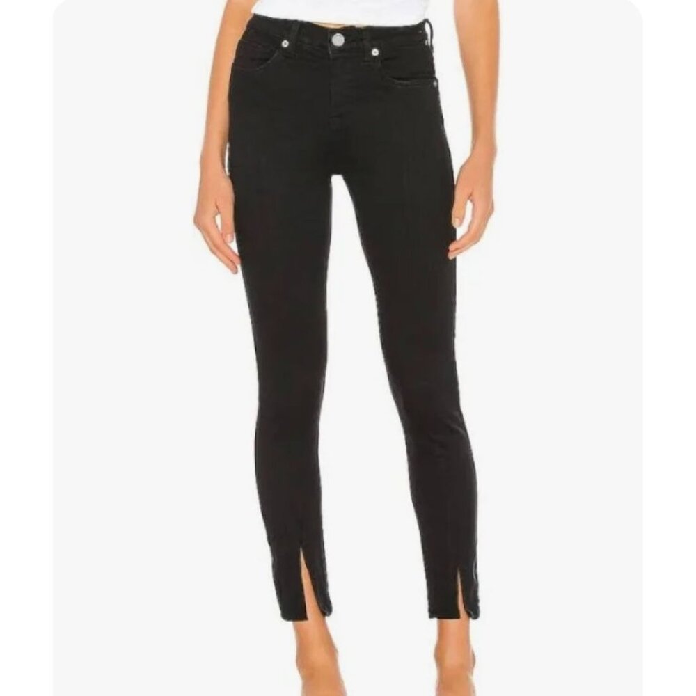 BLANKNYC The Great Jones High Rise Skinny Jeans Split Hem Minimalist Black Sz 31